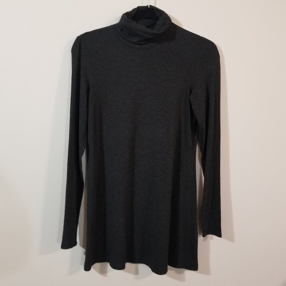 Eileen Fisher Long Sleeve Turtleneck Stretchy Tunic – Charcoal Gray - XS